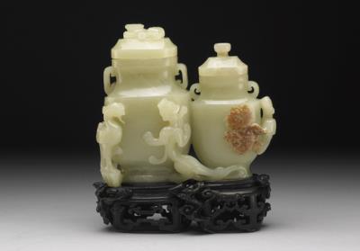 图片[3]-Jade conjoined zun vessels with dragon and phoenix motifs, Qing dynasty (1644-1911)-China Archive